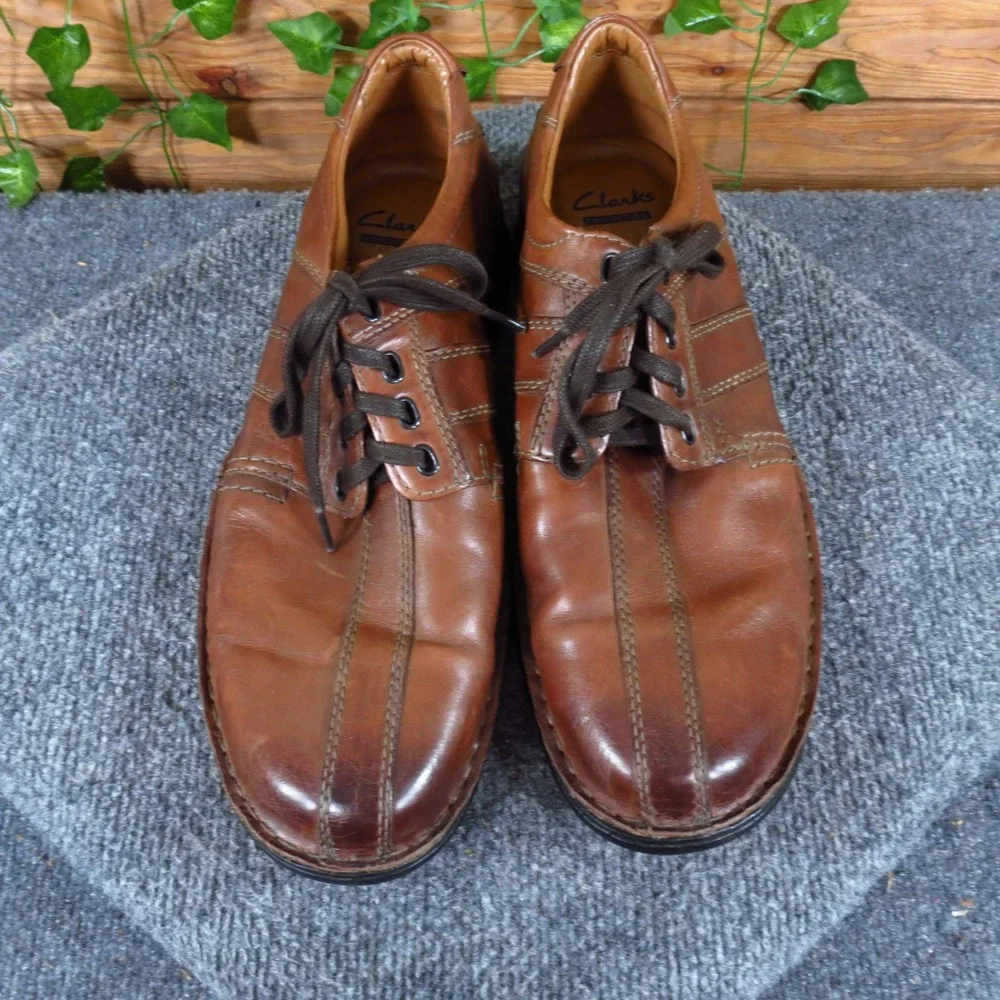 Clarks Touareg Vibe Mens Oxford Shoes Size 11 Walking Work Brown Leather